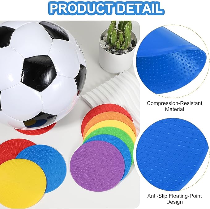 PATIKIL Spot Markers, Non-Slip Floor Dots Agility Markers Flat Field Cones Poly Dots