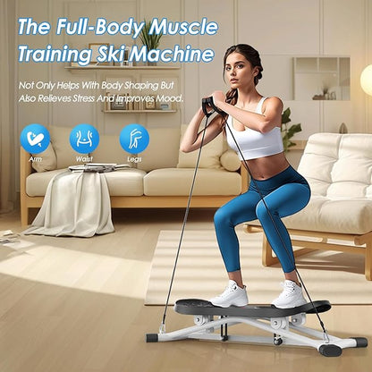 2025 New Ski Simulator Machine,Stridon Balance Board with Resistance Bands&LCD Monitor for Full Body, Noiseless Ski Exercise Machine for Skiing Beginners, Home Use