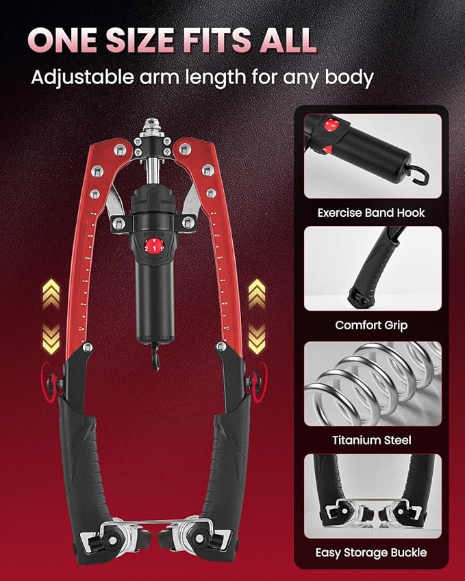 Saker Twister Arm Trainer,Versatile Hydraulic Chest Expander & Strength Trainer - Adjustable Resistance & Arm Length for Full-Body Home Workout, Safe & Stable Design for All Fitness Levels