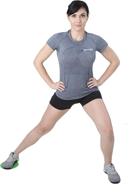 Synergee Core Sliders. Dual Sided Use on Carpet or Hardwood Floors. Abdominal Exercise Equipment