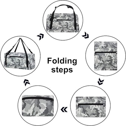HOLYLUCK Foldable Travel Duffel Bag For Women & Men Luggage Great for Gym (arctic camo)