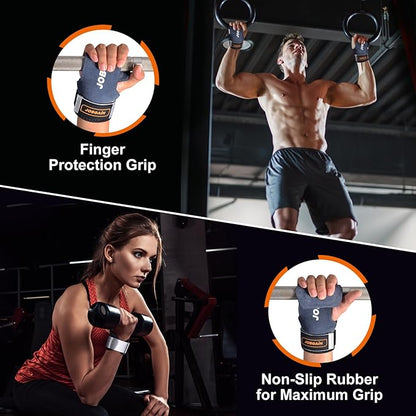 Weight Lifting Wrist Strap, Double Layer Leather Wrist Strap for Deadlift and Powerlifting, Adjustable Neoprene Padded Wrist Wraps, for Men & Women, 1 Pair