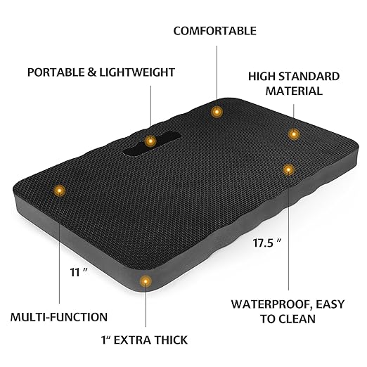 HOOPLE Extra Thick Kneeling Pad 2 Pack, Large Foam Kneeling Cushion for Gardening, Bath, Exercise, Yoga & Garage Work, Waterproof Comfort Knee Mat, Durable Outdoor Garden Kneeler 17.5 x 11 x 1 Inch