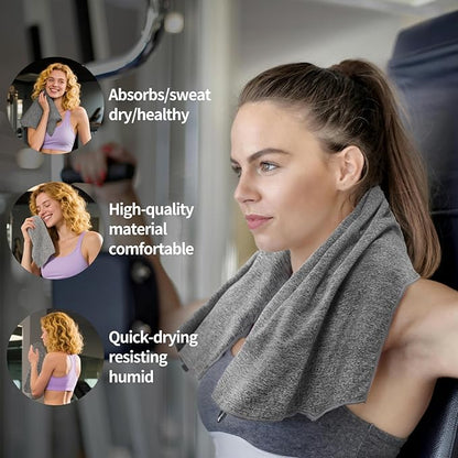 Microfiber Gym Towels - Quick Dry, Highly Absorbing, Silver ION Odor-Free Absorbent Fiber, for Men & Women - for Hot Yoga, Tennis, Running, Workout, Camping, Set of 6 Charcoal Gray (Speckled Gray)
