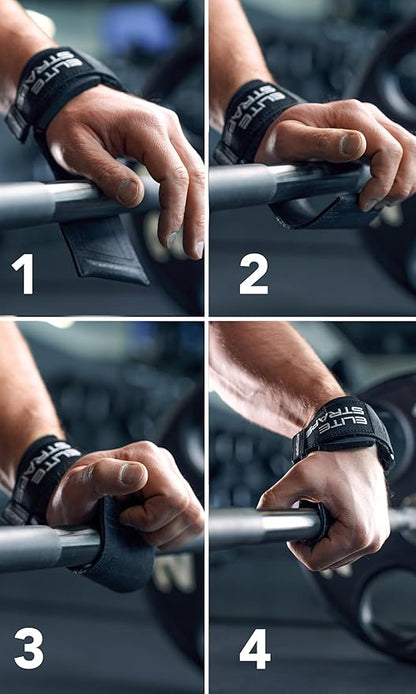 Fitgriff® Elite Straps - Lifting Wrist Straps (Rubber Grips) for Weightlifting, Gym, Workout, Deadlift - Anti-Slip Revolution for Men and Women