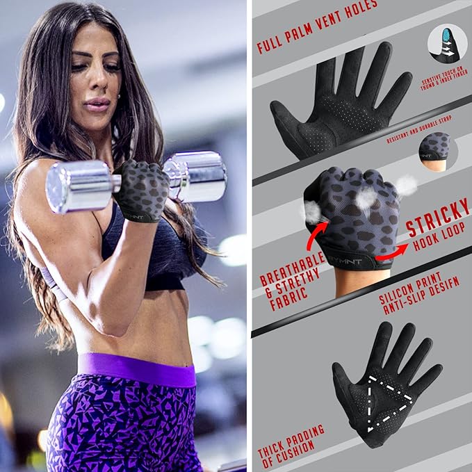 Ventilated Workout Gloves for Women Men Full Finger.Weight Lifting Gloves with Full Palm Vent & Breathable Mesh Back for Gym, Weightlifting, Fitness, Exercise,Training.Cycling