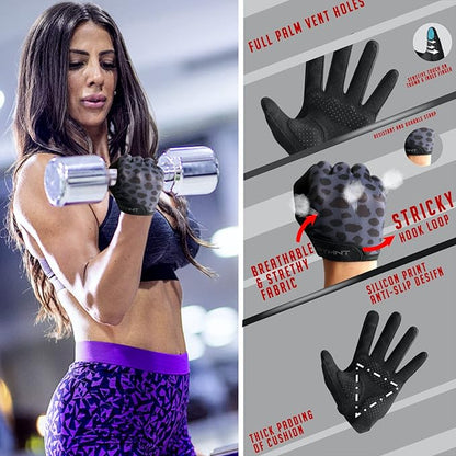 Ventilated Workout Gloves for Women Men Full Finger.Weight Lifting Gloves with Full Palm Vent & Breathable Mesh Back for Gym, Weightlifting, Fitness, Exercise,Training.Cycling