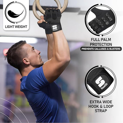 Weight Lifting Workout Gloves Men Women Non-Slip Gel Padded Grip Full Palm Protection for Pull ups Gym Training Fitness Weightlifting Bodybuilding Exercise Gloves,R7 - Black
