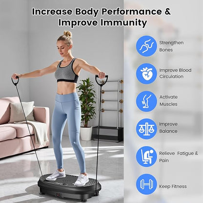 Vibration Plate Exercise Machine, Vibrating Fitness Platform for Lymphatic Drainage, Full Body Shaker Workout Equipment, Bluetooth Power Shaping Vibrate Plate, Board Sport for Home Exercise Gym