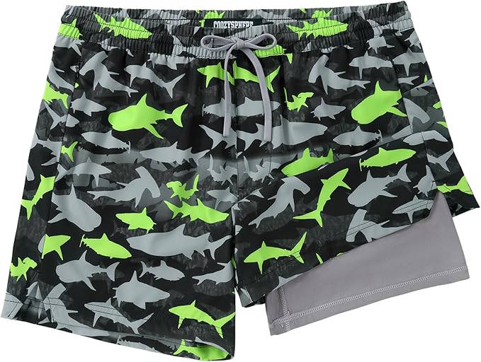 Men 2 in 1 Running Shorts with Compression Liner 5" 7" Quick Dry Workout Athletic Shorts with Pockets Towel Loop