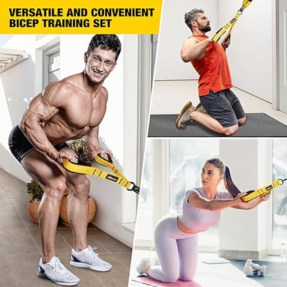 Resistance Bands with Handles, Exercise Bands with Door Anchor for Working Out, Home Gym Workout Equipment for Push Downs, Tricep, Biceps, Arms, Back, Chest, Abs, Shoulder Training
