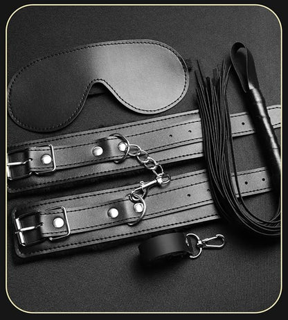 11-Piece Fitness Equipment Set (Black Leather), for Sport and Fitness, Versatile, Ergonomic Design, Stable and Non-Slip, Premium Black Leather -Z