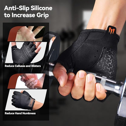Workout Gloves for Women and Men, Breathable Weight Lifting Gloves, Grip & Shock Absorption, Full Palm Protection, for Gym Exercise, Fitness, Training & Cycling