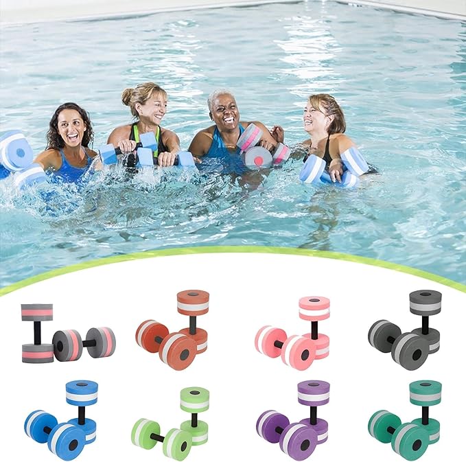 Water Dumbbells, Aquatic Exercise Dumbell, Set of 2 Aerobic Water Exercise Foam Dumbbells Pool Resistance for Men Women Weight Loss Water Sports Fitness Tool