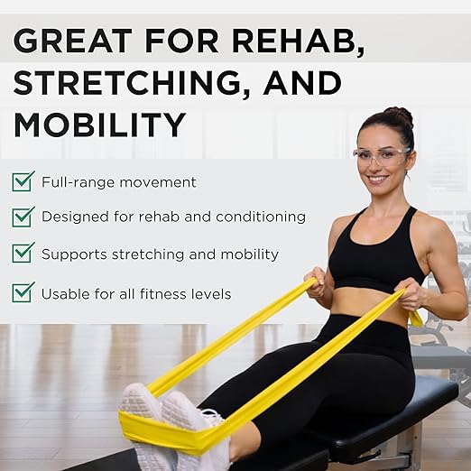 THERABAND Resistance Bands Set, Beginner Kit, Yellow, Red, Green, Latex Elastic Bands for Exercise & Physical Therapy, Strength Training Bands for Upper & Lower Body Fitness