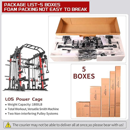 Multi-Purpose Squat Rack,Smith Machine Weight Rack Set with Cable Crossover System, Home Gym Power Racks, Power Racks and Packages