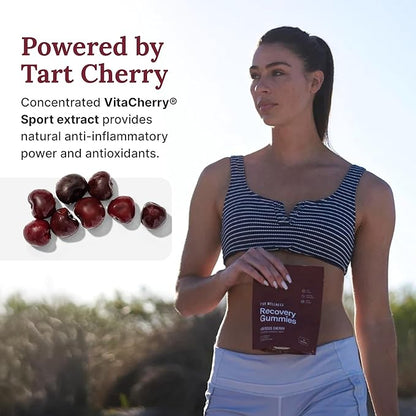 Recovery Gummies Restore - Tart Cherry Gummies for Muscle Recovery - Hibiscus Cherry Flavor with Antioxidants & Electrolytes Combats Soreness, Boosts Energy - Vegan, Non-GMO, Gluten-Free - 90ct