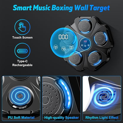 2025 Upgraded Music Boxing Machine - Interactive Punching Trainer, Large Size Wall Mounted Electronic Boxing Target with Adult & Kids Gloves, 9 Modes & 9 Speeds for Adults & Kids