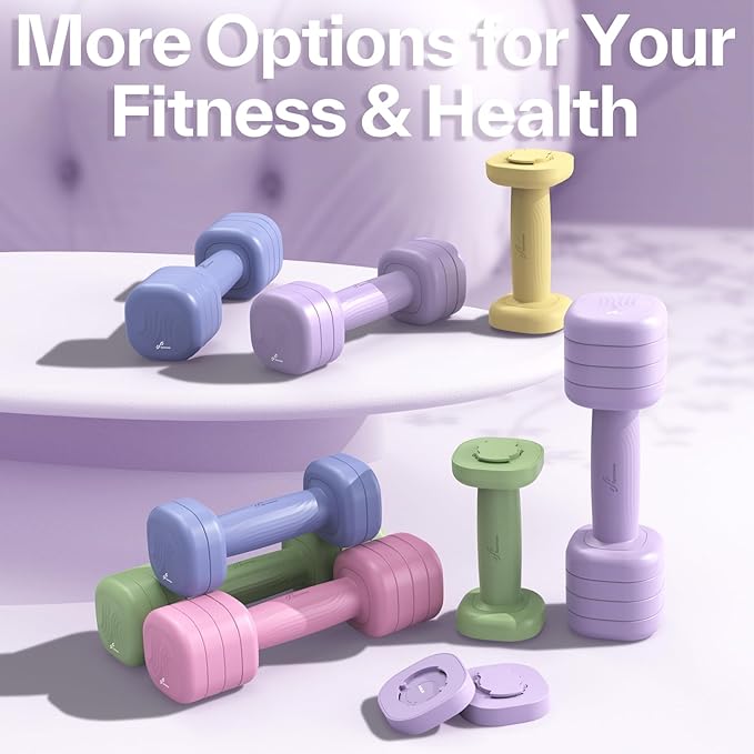 Adjustable Dumbbell Set of 2: Sportneer 4 in 1 Free Weights Dumbbells Set for Women, Hand Weights for Women at Home, Each 2lb 3lb 4lb 5lb Weights with Soft Rubber Handle for Home Gym Exercise Training