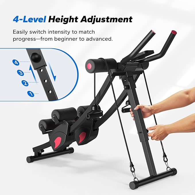 MERACH Ab Machine, Adjustable Ab Trainer Machine, AB Workout Equipment for Home Gym, Independent Dual Tracks for Mountain Climber, Foldable for Home Exercise, Load Capacity 440 LBS