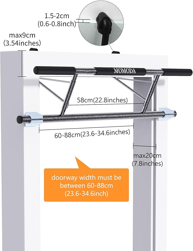 Pull Up Bar Doorway - No Screws Fitness Chin-Up Frame for Home Gym Exercise Multi-Angle Grip - 2025 Folding Upgrade (Fits Almost All Doors)