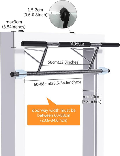 Pull Up Bar Doorway - No Screws Fitness Chin-Up Frame for Home Gym Exercise Multi-Angle Grip - 2025 Folding Upgrade (Fits Almost All Doors)