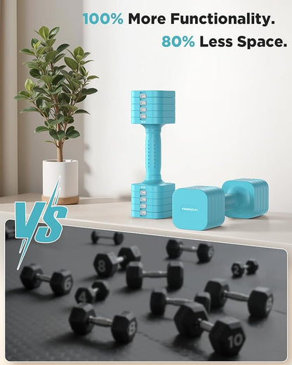 FEIERDUN 5-in-1 Adjustable Dumbbell Set of 2, 12LBS/20LBS Hand Weights for Women, Men, 1s-Adjust Dual-Stable Dumbbell Set for Women Home Gym & Outdoor