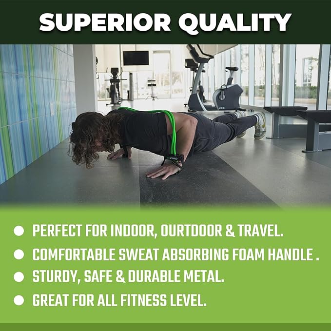 Gorilla Bow Resistance Bands with Handles Quick-Lock Multi-Layer Exercise Bands for Work Out, Non Slip Grip for Full-Body Strength Training, Heavy Resistance Training, Yoga, Home Workout Set