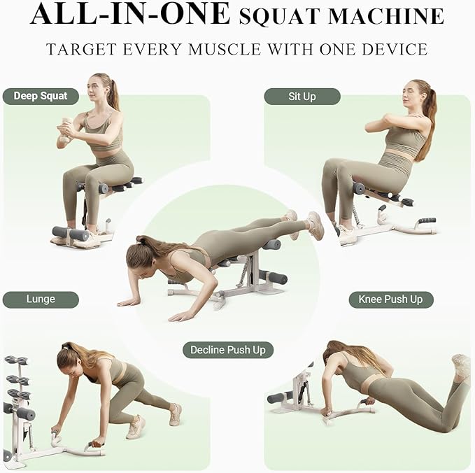 PAETA Squat Machine, Deep Squat Machine for Women, Glutes Workout Equipment with Adjustable Resistance Bands, Leg, Core & Ab Exercise Machine, Squat Assist Trainer for Home Gym