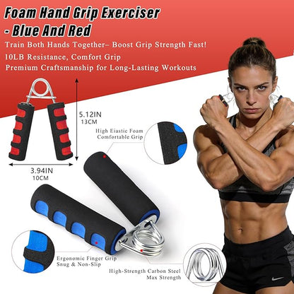 CYFIE Grip Strength Trainer Kit 8 Pack, 2pcs Foam Hand Grip Strengthener, 4pcs Finger Exerciser & 2pcs Grip Rings, Portable Forearm Workout Equipment for Workout Recovery, Office Workers, Musicians & Stress Relief