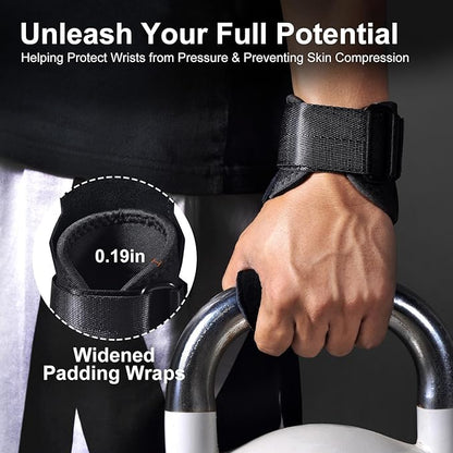 Weight Lifting Wrist Strap, Double Layer Leather Wrist Strap for Deadlift and Powerlifting, Adjustable Neoprene Padded Wrist Wraps, for Men & Women, 1 Pair