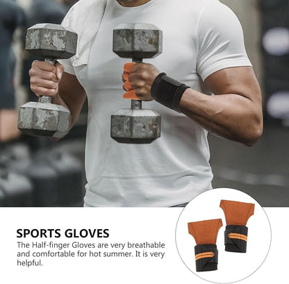 Mikinona Weightlifting Gloves for Men and Women, Brown M, Microfiber Palm, Anti-Slip Workout Gym Gloves with Wrist Support for Fitness Training and Weightlifting