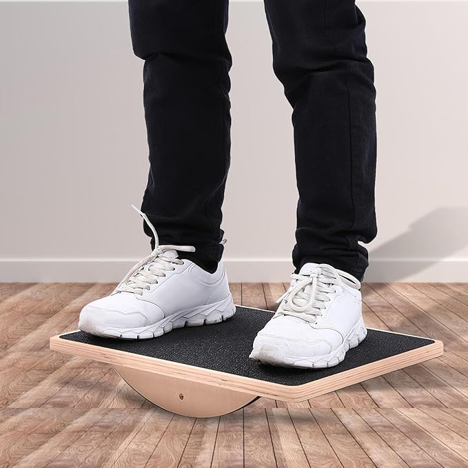 Rocker Board for Standing Desk Physical Anti Slip Ankle Stretching Core Training Wooden Balancing Board Fitness Balance Board, Genericy4vr8ubzg2