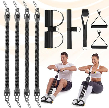 Upgrade Foot Pedal Resistance Bands with Handles, 4 Tube Adjustable Resistance Bands for Abdomen, Waist, Arm, Core/ABS, Leg Workout - Stirrup Puller for Men Women for Full Body Workout