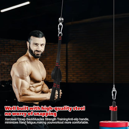 Fitness LAT and Lift Pulley System, Upgraded Weight Cable Pulley LAT Pull Down Machine Attachments Home Gym Training Equipment for Biceps Curl Triceps Forearm