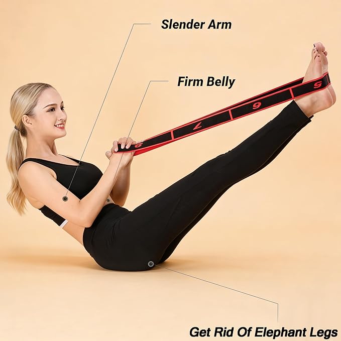 Fitness Resistance Band for Stretching and Yoga, Number Hamstring Stretch Strap with 8 Adjustable Segments for Beginners and Advanced Users