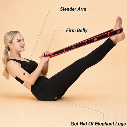 Fitness Resistance Band for Stretching and Yoga, Number Hamstring Stretch Strap with 8 Adjustable Segments for Beginners and Advanced Users