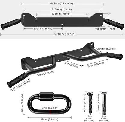 SELEWARE Heavy Duty Welded Pull Up Bar, Versatile Doorway Wall Mount, Joist Mounted, and Ceiling Mounted Chin Up Bars, Thick Metal Sturdy Construction for Full Body Workouts Support 500 lbs