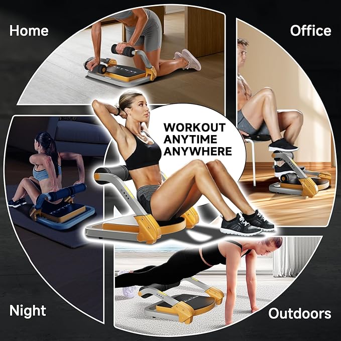 Ab Trainer/Crunch Machine, Ab Workout Equipment, 4 Adjustable Resistance, Ab Machine for Stomach Workout, 350 LBS Weight Capacity, Automatic Rebound, Ab Core Machine,Fitness Equipment for Home