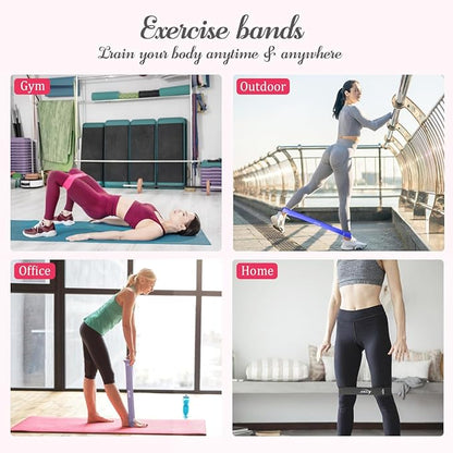 VEICK Resistance Loop Exercise Bands, Elastic Workout Bands for Men Women, Set of 5 Different Resistance Levels Stretch Band for Home Fitness Stretching Strength Training