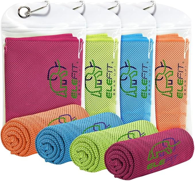 Quick-Drying Cooling Microfiber Gym Towels: Ideal for Comfortable Workout, Running, Yoga, Hiking, Trekking, Walking, Camping, and Family Outdoor Adventures - Lightweight, Portable, Sweat-Wicking
