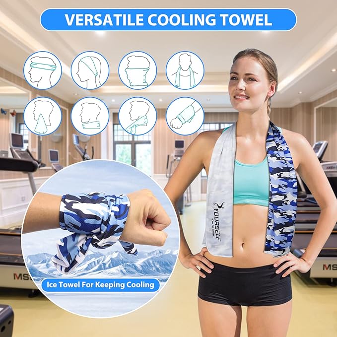 SYOURSELF Cooling Towel, Cooling Towels for Neck,40" x 12"Ice Towel for Instant Cooling Relief, Soft Breathable Chilly Towel, Perfect Yoga, Golf, Sports