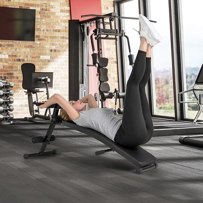 Sit Up Bench, Folding Exercise Bench Ab Workout Equipment, Adjustable Decline Workout Bench for Home Gym