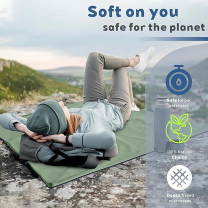 Tian qing Microfiber Travel Towel Set, 2 Piece, Quick Dry Camping Towel, Lightweight,Fast Drying Soft Towel for Beach,Backpacking Hiking Gym Yoga Swimming (Army Green, Medium)