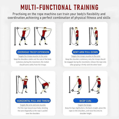 Endless Rope Trainer, Home Gym Equipment, Pulley Cable Machine System With Adjustable Resistance, Full Body Workout Tool, Portable Rope Exercise System For Home Gym, For Arm, Back, Grip Training Red