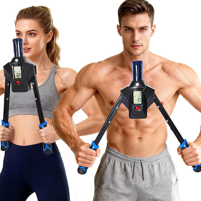 Hydraulic Power Twister Adjustable Resistance 22–440 lbs Digital Display, Foldable Arm Chest Exerciser for Women Men, No Snapback Safety, Portable Home Gym Gear
