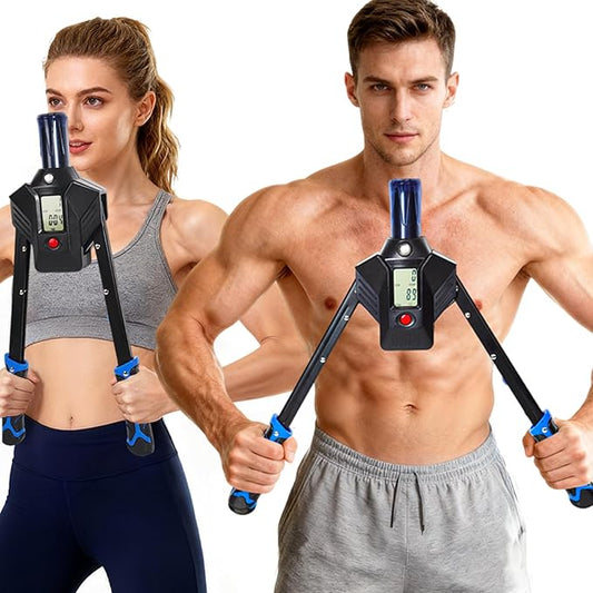 Hydraulic Power Twister Adjustable Resistance 22–440 lbs Digital Display, Foldable Arm Chest Exerciser for Women Men, No Snapback Safety, Portable Home Gym Gear