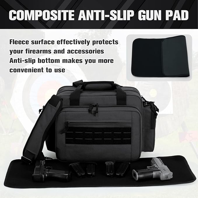 VEAGIA Range Bag,Pistol Case,Gun Range Bags For Handguns And Ammo Pouch 2 Pistols Soft Carrying Shooting Bag