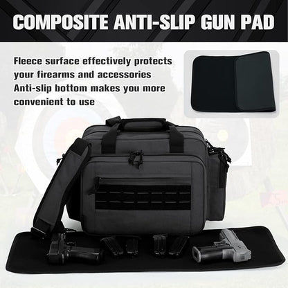 VEAGIA Range Bag,Pistol Case,Gun Range Bags For Handguns And Ammo Pouch 2 Pistols Soft Carrying Shooting Bag