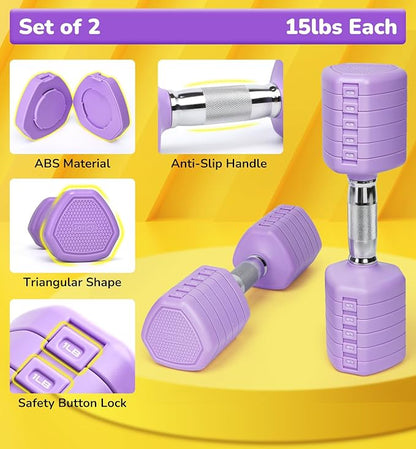 10LBS 20LBS 30LBS Dumbbells Adjustable Dumbbell Set of 2, Hand Weights for Women Men Free Weight Dumbbells Sets for Home Gym & Outdoor Exercise Workout Strength Training Equipments